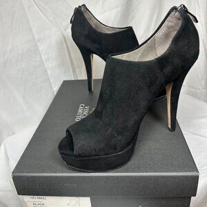 Vince Camuto Black Suede Peep Toe Booties Size 6